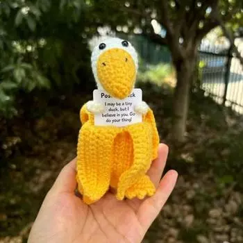Кукла-утка-банан, вязаная крючком, украшение для рабочего стола, кукла-утка-банан, позитивное вязаное крючком животное-приятель для домашнего офиса, декор B