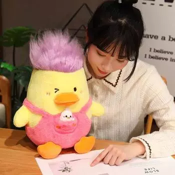 Кукла утка с младенцем Милая маленькая желтая кукла-цыпленок Утка Мягкая игрушка Девочка Дети Сопровождают Куклу 25Cm (no solid duck baby)