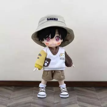 Кукла-ведро, круглая шляпа-ведро, игрушка, аксессуары, OB11, кукольные шляпы, детский подарок чёрный