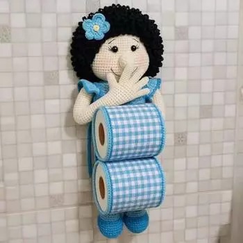 Кукла-вязаная крючком Yousheng, держатель для салфеток, изготовленная вручную, вешалка для туалетной бумаги, легкий настенный декоративный аксессуар для ванной комнаты C