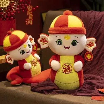 Кукла Yousheng Chinese New Year Snake Doll 2025, плюшевая змея, очаровательная игрушка-талисман в виде змеи со знаком зодиака для декора стола на весенний фестиваль 12cm