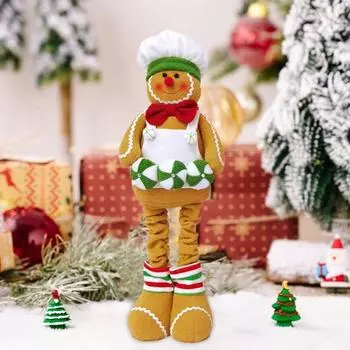 Кукла Yousheng Gingerbread Man стоящая мягкая игрушка пряничный человечек с выдвижными ногами рождественская плюшевая игрушка праздничное украшение для домашнего декора красный