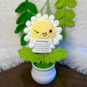 Кукла Yousheng Halloween Positive Crochet Sunflowers, ручная работа, кукла эмоциональной поддержки с поощрительной открыткой для украшения дома C