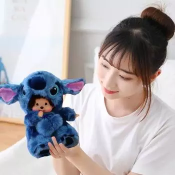 Кукла Yousheng Monchi 20 см, милая мультяшная аниме-игрушка, подарок для снятия стресса для детей и взрослых, плюшевый виниловый материал, подарок на день рождения, наполнитель из полипропиленового хлопка синий