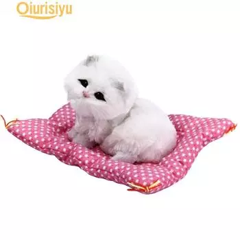 Кукла-животное, плюшевая игрушка для спящих кошек со звуком, детские игрушки и хобби белый