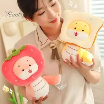 Кукла-змея 2025, год змеи, мягкая игрушка, украшение на китайский Новый год, кукла-талисман на год змеи, плюшевая игрушка в виде клубничной змеи 23cm красный