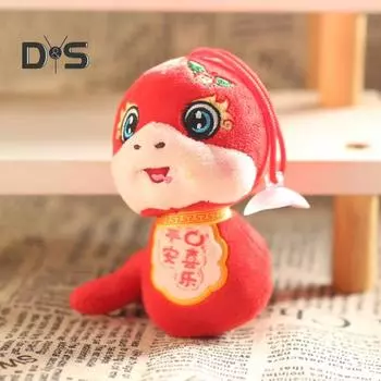 Кукла Змея 2025 Год Змеи Мультяшная Змея Плюшевая Зодиакальная талисманная сумка Подвески для сумок Брелки Подарки на китайский Новый год A