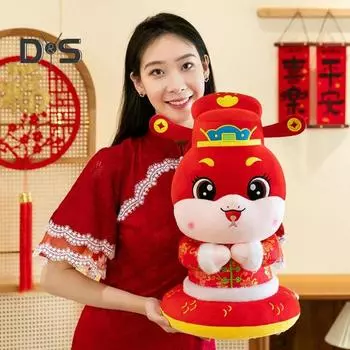 Кукла-змея 2025, год змеи, плюшевая игрушка, 40 см, китайский Новый год, чучело животного, талисман, кукла для весеннего праздника, декор стола, красный счастливый символ, подарок 40cm
