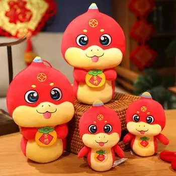 Кукла Змея 2025 год Змеи плюшевая игрушка китайский зодиак чучело животное для украшения весеннего праздника S