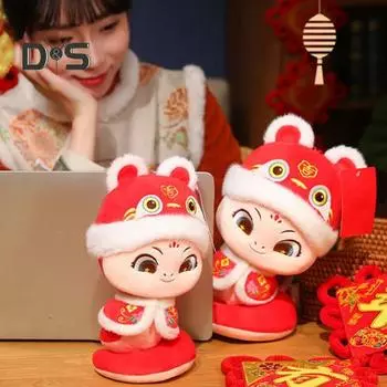 Кукла змея китайские новогодние украшения 15/25/30 см змея чучело плюшевое животное игрушка весенний фестиваль подвесное украшение для рюкзака брелок автомобиль сумка S