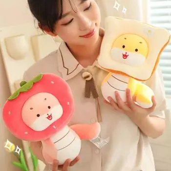 Кукла-змея Yousheng 2025, чучело Змеи, украшение на китайский Новый год, талисман года Змеи, плюшевая игрушка в виде клубничной змеи 23cm розовый