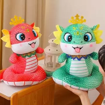 Кукла-змея Yousheng, плюшевая игрушка, милая кукла-змея со знаком зодиака, символ богатства, традиционные китайские элементы, ежегодные подарки на вечеринку S красный