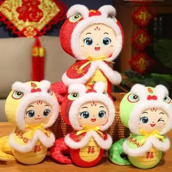 Кукла-змея Yousheng в китайском стиле, мягкая игрушка-животное, симпатичная дизайнерская подушка для мальчиков и девочек, мягкий домашний декор, привлекающий богатство, подарок на год Змеи S красный