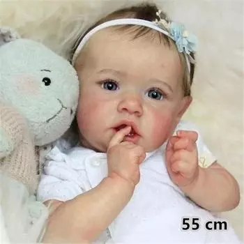 Куклы Baby Reborn 22 55 см, мягкая виниловая силиконовая кукла Reborn, милые игрушки для девочек, подарок на день рождения для детей Cloth body