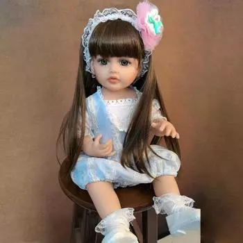 Куклы-близнецы Reborn Babies Girl, 55 см, полностью силиконовые, виниловые, реалистичные, кукла принцессы с длинными волосами, Bebe Reborn, подарки на день рождения, изготовленные из KEIUMI 22 inch about 55cm синий
