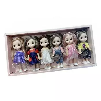 Куклы Набор Подарочная коробка Пассивные домашние игрушки День рождения Суставы Мода Милые дети Парики 3D Глаза Игра Мини Макияж base box