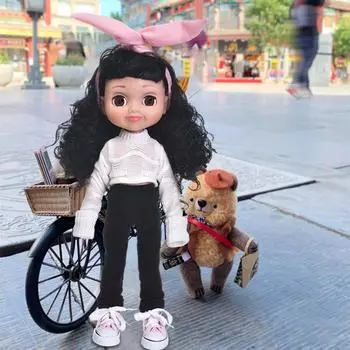 Куклы-наряды будут мигать Виниловые куклы Игрушки для девочек Учебные заведения Подарки для поступления Подарочная коробка с игрушками Оптовая продажа 38cm синий/розовый