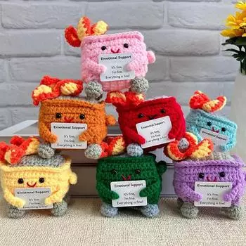 Куклы ручной работы для вязания крючком Dumpster Fire Positive Dumpster Fire Cute Mini Handwoven Crafts Card Gifts Home Decoratio