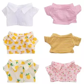 Кукольная одежда Черная белая футболка 20 см Кукольная плюшевая одежда Кукольная рубашка Кукольные штаны Кукольная одежда brown pants