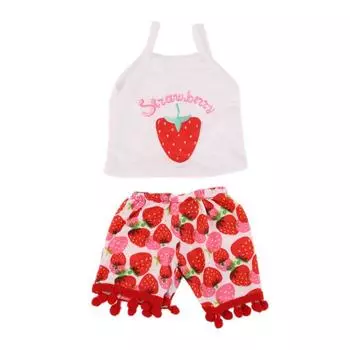 Кукольная одежда, футболка, топы, шорты, аксессуары для 18-дюймовой американской куклы, летний костюм, детский праздник, подарок на день рождения n242 красный