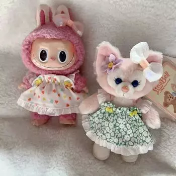 Кукольная одежда Модная одежда Юбка с бантом и цветочным принтом для 17 см Кукольная одежда Аксессуары для кукол Милая маленькая одежда fit 17cm Labubu Doll