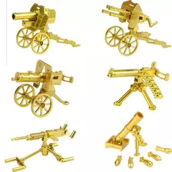 Кукольная сцена с золотым зенитным пулеметом Maxine Heavy Machine Gun Mountain Gun Сборочный строительный блок