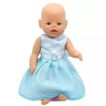 Кукольное небесно-голубое кружевное платье с бантом на спине, платье принцессы, аксессуары для кукол 43 см синий