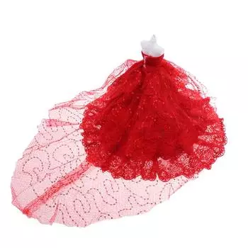 Кукольное свадебное платье, одежда для куклы 30 см, кружевное свадебное платье со шлейфом, платье принцессы с блестками, декор для кукольного домика