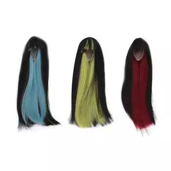 Кукольные длинные прямые парики, двойной цвет, имитация мягкого высокотемпературного волокна, 1/4 шаровой шарнир, кукольные парики w Black Lake Blue