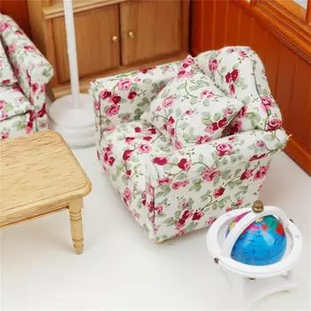 Кукольные домики масштаба 1/12 Миниатюрный диван Мебель для ролевых игр для детей Модель мебели для кукольных домиков 2