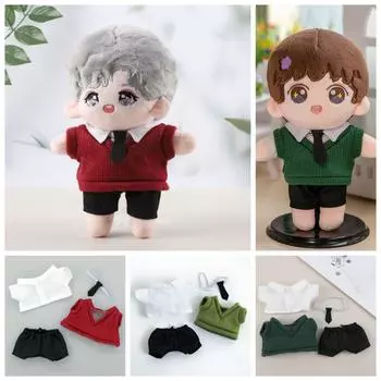 Кукольные штаны 20 см Кукольные комбинезоны Вязаный свитер Плюшевая кукольная одежда Коллекция подарков светло-зеленый