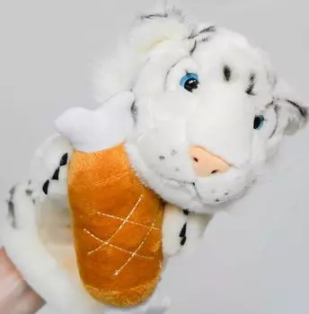 Кукольный Белый Тигр Тигр Белый Тигр Мягкие Игрушки Товары Кукольный Театр Перчатки Чревовещателя [С Плотью]