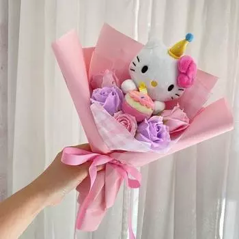 Кукольный букет «Цветок ранункулюса Санрио», Hello Kitty, 1 шт., популярный персонаж в Корее