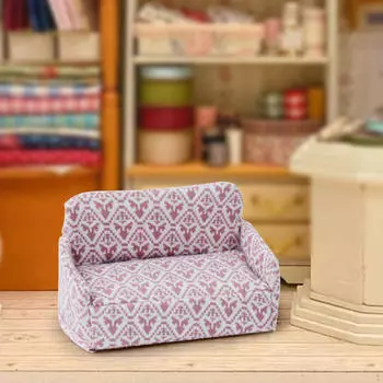 Кукольный диван-мебель 1/12 масштаб кресло, миниатюрное, складное тканевое двухместное для