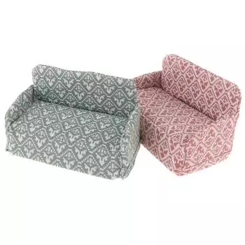 Кукольный диванчик Микро Сцена Ручная сборка Модель своими руками Миниатюрная мебель Игровой домик Пейзаж Куклы Аксессуар розовый