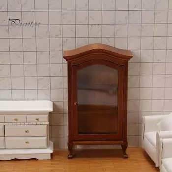 Кукольный дом Книжный шкаф Высокое качество тонкой работы Маленький трехмерный классический декоративный Портативный 1:12 миниатюрных деревянных моделей винных шкафов эбеновый