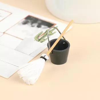 Кукольный дом, миниатюрная модель, ведро, швабра, комбинированная сцена, реквизит для съемки, жизненный набор