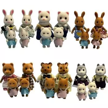 Кукольный домик 1:12 имитация лесной семьи куклы фигурки животных миниатюрная мебель рождественские подарки на дни рождения One Size