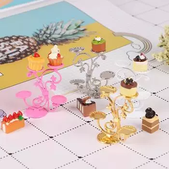 Кукольный домик 1/12, миниатюрная подставка для фруктов и вкусных тортов, кухонные игрушки своими руками серебряный