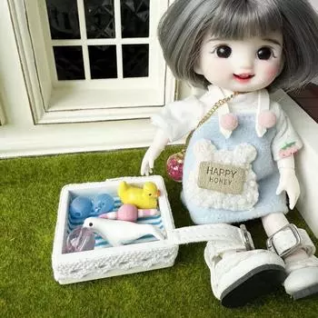 Кукольный домик Белый кружевной ящик для игрушек в ванной Ящик для хранения 1: 12 Кукольный домик Детская комната Мини Модель Миниатюрная сцена Модель Кукольный дом Украшение