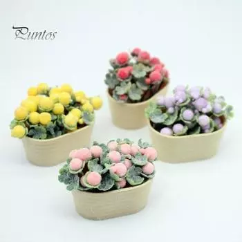 Кукольный домик бонсай миниатюрный бонсай из смолы реалистичное растение в горшке модель украшение для украшения кукольного домика красный