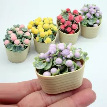 Кукольный домик бонсай миниатюрный бонсай из смолы реалистичное растение в горшке модель орнамент украшение кукольного домика фиолетовый