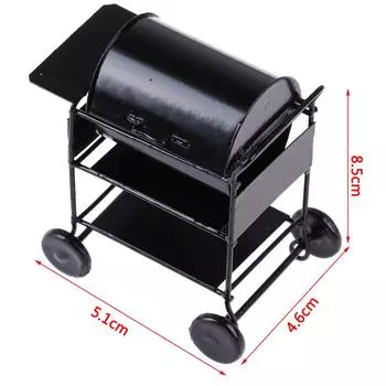 Кукольный домик для барбекю, гриль, мини-сад, двор, 1/12, мини-игрушка, черный, 7 см, аксессуар для барбекю