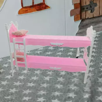 Кукольный домик двухъярусная кровать кукольный набор миниатюрная ролевая игрушка для детей розовый