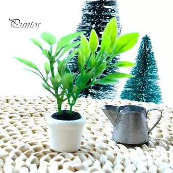 Кукольный домик Горшок с растением Реалистичная миниатюрная модель бонсай ПВХ Ремесло Микро-сцена Орнамент Ролевая игрушка Мини-модель дерева в горшке Украшение кукольного домика DIY Подарок Tree