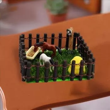 Кукольный домик, игровая игрушка, фехтование, зеленая трава, реалистичный 1/12, фермерский дом, имитация птицы, набор животных, комплект поставки кукольного дома
