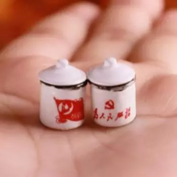 Кукольный домик китайский ностальгический сюжет сплав эмаль чашка теплый чайник умывальник горшок с ручкой миниатюрная модель для кукольных аксессуаров as the picture