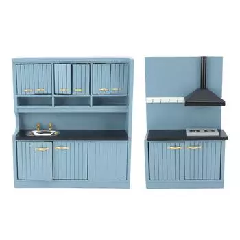 Кукольный домик Кухонная мебель Комплект Инновационная ручная работа 1:Набор деревянной мебели для кукольного домика, 12 масштабов