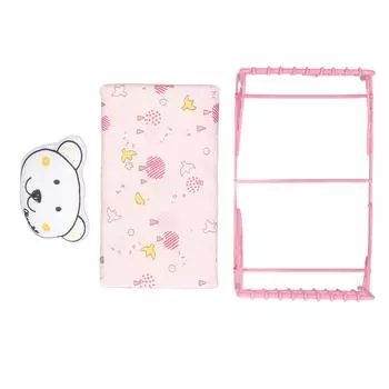 Кукольный домик Металлическая Кровать 1: 12 Миниатюрная мебель для кукольного домика Медведь Украшение для спальни Розовый Розовый Птица