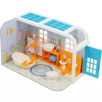 Кукольный домик Мини-игрушка Кукла Игровые наборы Аксессуары Раковина для ванной Модель мебели Спальня Кухня Мороженое Флорист Гостиная Пекарня Ювелирные изделия Фрукты 1 компл. 24.5*14*16cm синий